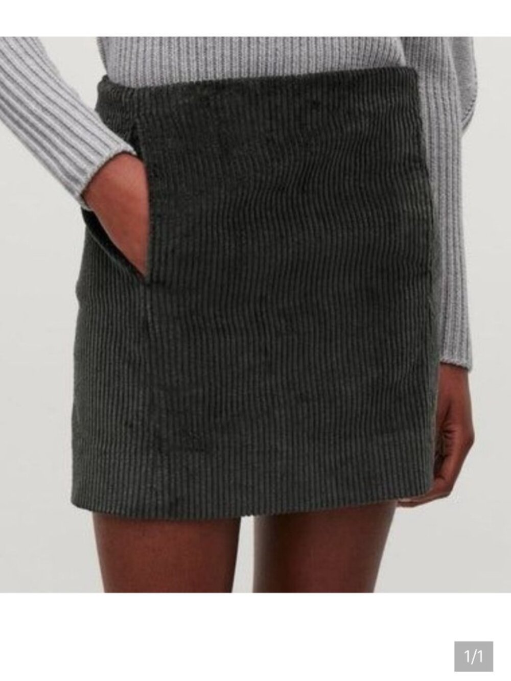 COS | Ribbed Corduroy Mini Skirt w/Pockets | Gray | Size 6